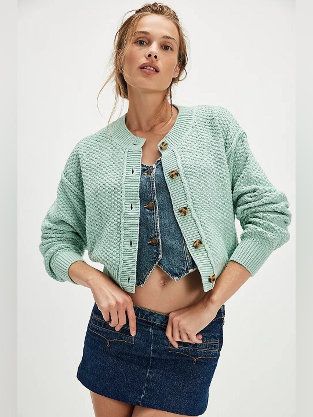 NWT Free People Lila Cardi Harbor Grey